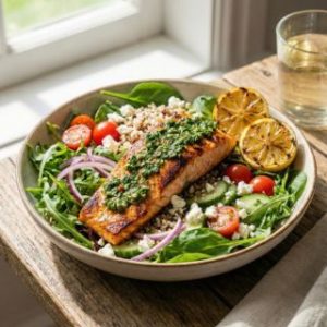 Salad cá hồi - nướng chimichurri