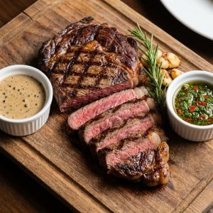 Thăn ngoại bò úc( rib eye )- xốt labrisa/ tiêu